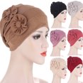 thumbnail image 4 of CEHVOM Women Solid Beading India Hat Muslim Ruffle Chemo Hat Beanie Wrap Cap, 4 of 5