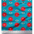 thumbnail image 1 of Soimoi Rayon Fabric Floral & Bee Insects Print Sewing Fabric Yard 42 Inch Wide, 1 of 3