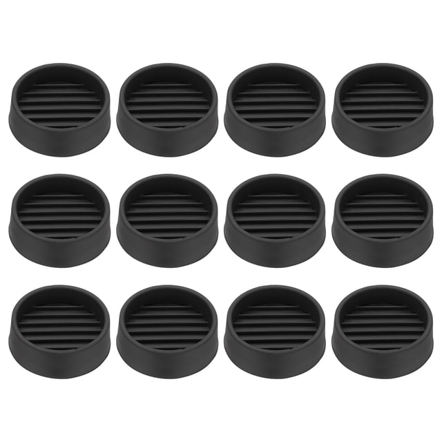 1.5" Non Slip Furniture Coasters, 12pcs Round Rubber Furniture Pads Caster Cups Furniture Feet Floor Protectors Bed Stopper for Hardwood Floors Table Sofa, Black
