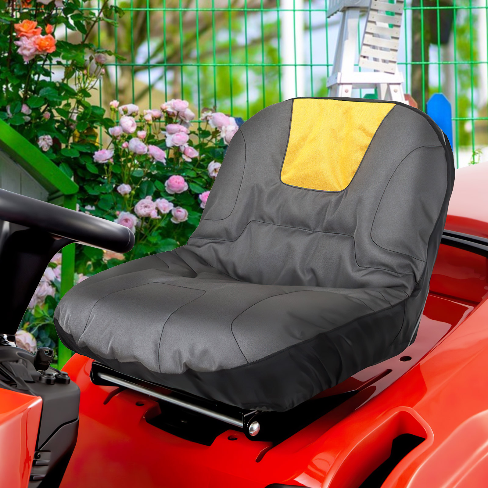 OFFIGAM Durable Oxford Tractor Seat Protector Black Suitable for Most Lawn Mower Seats