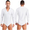 thumbnail image 4 of Eandarui Men's Tango Latin Dance Leotard Shirts Shiny Rhinestone Long Sleeve Chacha Rumba Samba White L, 4 of 7