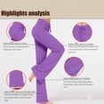 thumbnail image 3 of CFLVAEK Modal Crossover Yoga Pants Women Tummy Control with Drawstring Athletic Solid Wide Leg Jogger Pant Stretch Mid Rise Jogging Trousers Casual Full Length Lounge Flare Leggings Purple L, 3 of 3