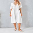 thumbnail image 3 of Contrast Color Loose A-Line Party Dress for Women with Short Sleeves, 3 of 9