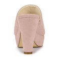 thumbnail image 2 of BLISSFUL STEP Women's Chunky Heels Platform Open Toe Slides Sandals Dust Pink 10, 2 of 7