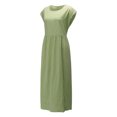 thumbnail image 3 of Birdeem Robe Longue Maxi Sans Manches à Col Rond pour Femmes, en Lin, Ample et Grand, Style Caftan, avec Poches, 3 of 8