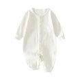 thumbnail image 2 of Amzcrzy Kid Rompers Male and Female Babies Bodysuit Solid Color Button Long Sleeved Round Neck Jumpsuit Baby Girl Clothes Baby Girl Newborn Essentials Newborn Girl Clothes Baby Girl Onesies, 2 of 6