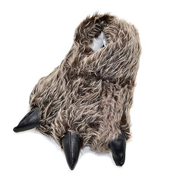 Millffy Pantoufles Amusantes Grizzly Bear Peluche Animal en Peluche Patte de Griffe Pantoufles Tout-Petits, Enfants et Adultes Chaussures de Costume (Petit - (Petits Enfants), Silver Timber Wolf)