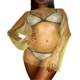 thumbnail image 4 of Women‘s See Through Pearl Rhinestone Cover Up Dress Summer Sheer Mesh Bikini Cover Up Beach Bathing Suit Coverups, 4 of 5