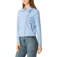 thumbnail image 3 of INSPIRE CHIC Women's Motorcycle Jacket Faux Suede Solid Color Asymmetric Zipper Jacket XL Light Blue, 3 of 8