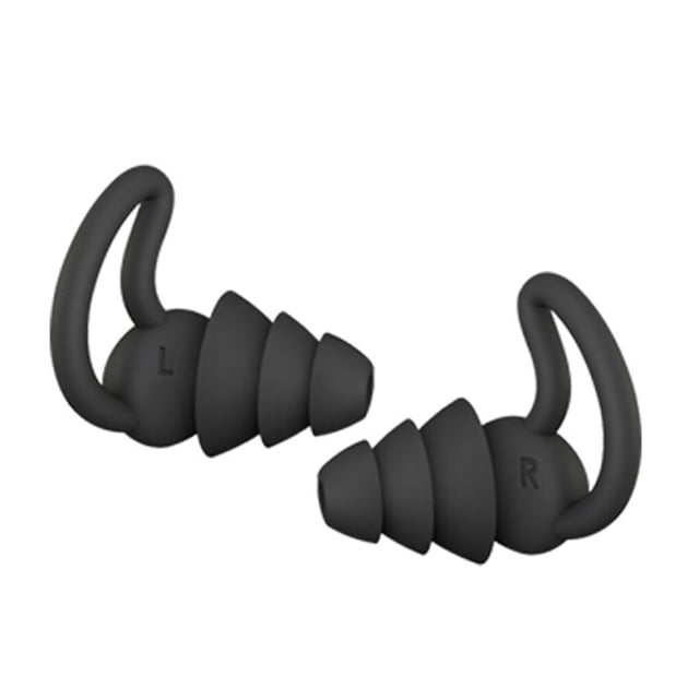 Bouchons d'Oreilles en Silicone pour Dormir, Réduction de Bruit, Réutilisables pour Bureau et Maison, Noir, 3 Couches