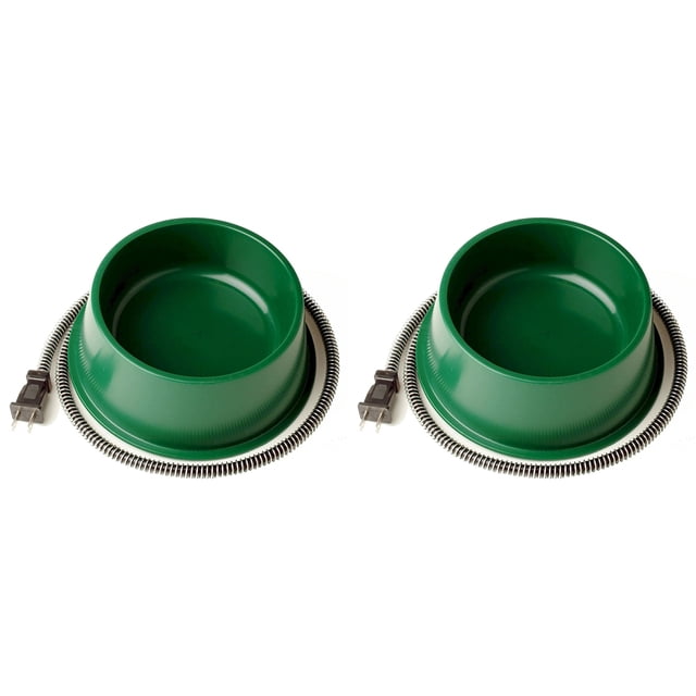 Farm Innovators Bol d'Eau pour Animaux de Compagnie Chauffé Électrique de 1 Litre, Vert (2 Pack)