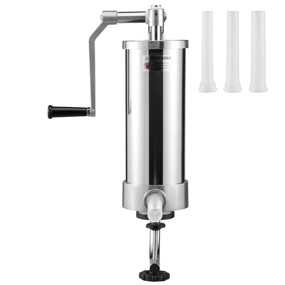 KFFKFF Machine à Saucisses, 5 Lb/3 L, en Acier Inoxydable 304, Conception Verticale, Comprend 3 Embouts de Remplissage, Base à Succion et Manivelle, Convient à la Maison Ou aux Entreprises