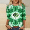 thumbnail image 1 of Mceream T-Shirt de la Saint-Patrick à Manches 3/4 pour Femme, Blouses à Col Rond, Décontracté, Vacances, Trèfle Irlandais, T-Shirts Graphiques, Tunique d'Été Amusante, Hauts de Festival, Grande Taille, Vert, M, 1 of 5