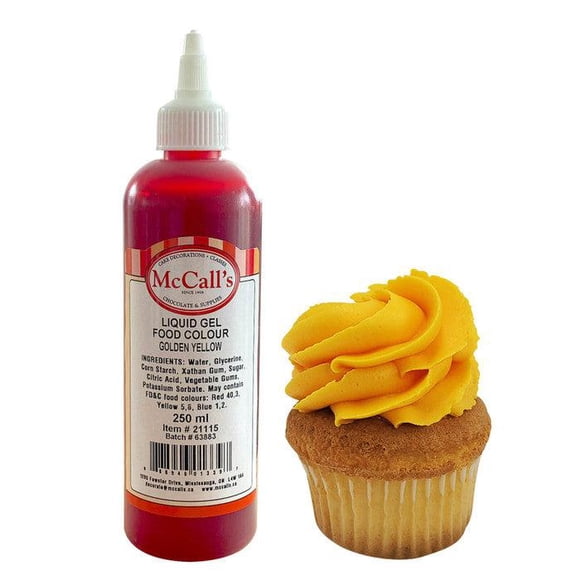 McCall's Colorant Alimentaire Liquide en Gel Jaune Doré - 1 Unité - 250 ml - Couleur Vibrante et Longue Durée pour la Pâtisserie et la Décoration (1 Unité)