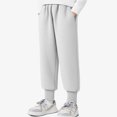 thumbnail image 4 of Winter Pants for Girls Children's Winter Solid Color Elastic Waist Slim Sports Sweatpants Long Pants, 4 of 5