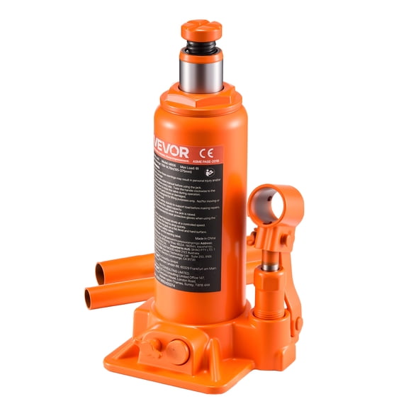 VEVOR Vérin Hydraulique pour Bouteille, Capacité de 6 Tonnes (13227,6 Lb), Plage de Levage de 7,7 à 14,8 Pouces, Vérin Soudé Robuste pour Voiture, VUS, Camionnette, Réparation Auto, Levage de Maison et Équipement Agricole, Orange