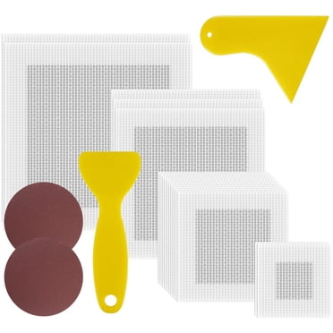 21Pcs Drywall Repair Kit 2/4/6/8in Fiberglass Mesh Crack Patch Self Adhesive Wall Repair Patch with Scraper Sandpaper Damaged Wall Repair Set for Drywall