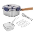 thumbnail image 4 of Lipstore Small Deep Fryer Pot with Lid Leakproof Food Storage Containers with Handle Square Cooking Pot for Chicken French Fries Stews Blue, 4 of 8