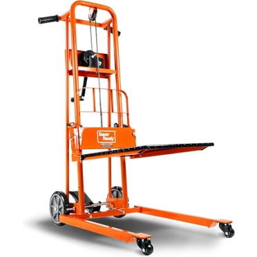 SuperHandy Empileur de Matériaux - Treuil de 150 kg et Chariot de Palettes, Chariot Élévateur Max de 101,6 cm avec Roulettes Pivotantes