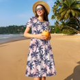 thumbnail image 4 of Vsdgher Tropiques Palmiers pour Femmes Été 2025 Décontracté Robes Midi Maxi Légères Manches Courtes Col Rond Robe de Plage, 4 of 6
