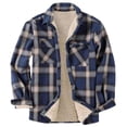 thumbnail image 1 of Rbaofujie Discount Clearance Blousse for Men Non-positioning Printing Turndown Lattice Spring Long Sleeve Single-breasted Cardigan Buttoned Keep Warm Jacket Coat Dark Blue, 1 of 2