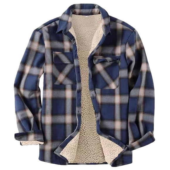 Meichang Flannel Jackets Men Clearance Plaid Fleece Shirt Jacket Fall Button Down Jacket Outerwear Modern Fit Long Sleeve Jacket Coat with Pockets