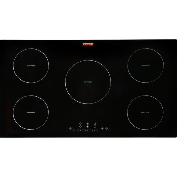 VEVOR Electric Cooktop, 5 Burners, 36'' Induction Stove Top, Built-in Magnetic Cooktop 9200W, 9 Heating Level Multifunctional Burner, LED Touch Screen w/ Child Lock & Over-Temperature Protection