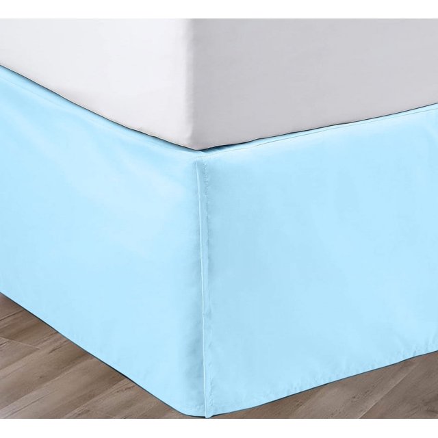 SGI Bedding 18 Inch Pleated Bed Skirt | Microfiber Bed Skirt | Fade Resistant, Wrinkle Free, Anti-static, Decorative, Extra Storage Space, Clutter-Free | Olympic Queen, Light Blue
