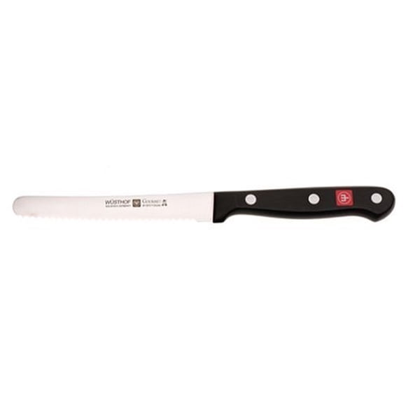 WÜSTHOF Couteau Utilitaire Dentelé de Quatre et Demi Pouces / Couteau Utilitaire Allemand Dentelé de 4,5 Pouces / Couteau Utilitaire Dentelé en Acier Inoxydable à Haute Teneur en Carbone à Découpe Laser Précise - Modèle 4101-7