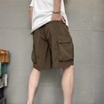 thumbnail image 4 of Mens Shorts, Mens Casual Solid Color Casual Drawstring Pockets Elastic Loose Sports Shorts, 4 of 4