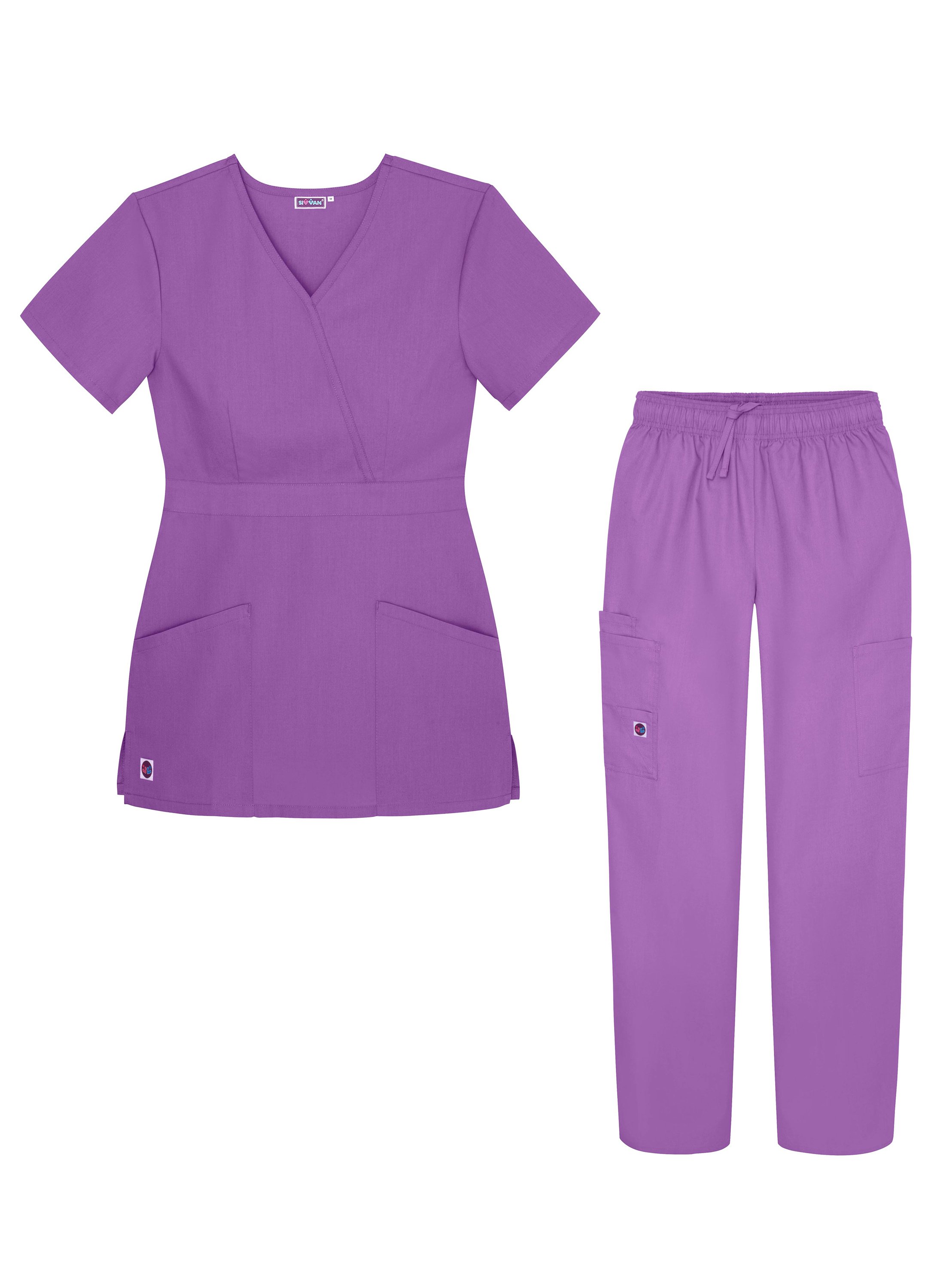 Sivvan Ensemble de Sarrau pour Femmes - Pantalon Cargo à Multiples Poches et Haut Cache-Cœur Stylé