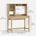 thumbnail image 3 of HOMCOM Bureau d'Ordinateur avec Rangement, Table d'Étude avec Huche, Étagères, Chêne, 3 of 10
