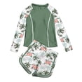 thumbnail image 1 of Luvoko Toddler Girls Rash Guard 2 Piece Swimsuit, Girls Long Sleeve Athletic Shirts Flowy Shorts Rashguard Ocean Short Sleeve Crocheted Bathing Suits Princess Swimsuit Period(Green,2-3 Years), 1 of 6