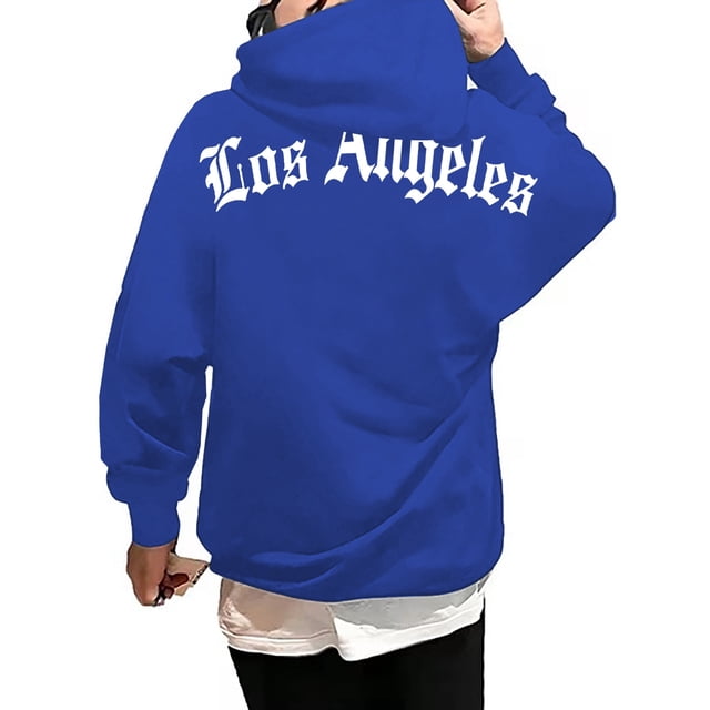 LUOGENLI Chandails à Capuche pour Hommes, Chandail à Enfiler Graphique, Mode Homme Décontractée, Imprimé de Lettres Partiel, Chandail à Capuche à Enfiler à Manches Longues, Chandail à Capuche, Hauts, Chandails à Capuche pour Hommes, à Fermeture Éclair, Bleu1, Taille TG