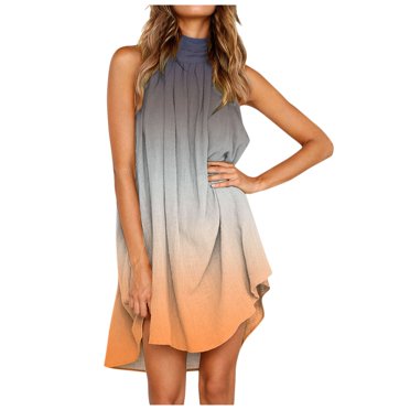 TJAZFJPA Robe Brune Femmes Dames Décontractée Ample Longue Robe Sans Manches Fendue Longue Robe Robe d'Été de Plage Robe Dorée Longues Robes Formelles pour Femmes