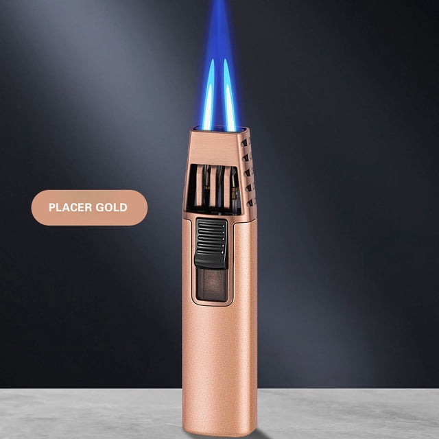 HLONK Windproof Blue Flame Butane Torch Lighter with Adjustable Flame Settings Refillable Alloy Body Ceramic Heat Insulation & Fire Lock 1300°C Max Temperature Compact 96x23x17mm Des
