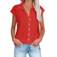 thumbnail image 2 of asjyhkr Plus Size Womens Linen T Shirts Button down Short Sleeve Tshirt Summer Tops Loose Soft Tees, 2 of 6