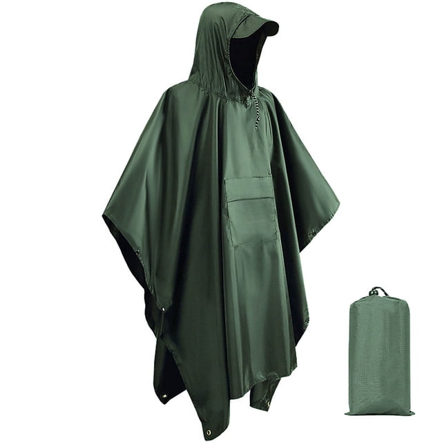 Poncho de Pluie Portable à Capuchon pour la Randonnée, le Camping, la Pêche