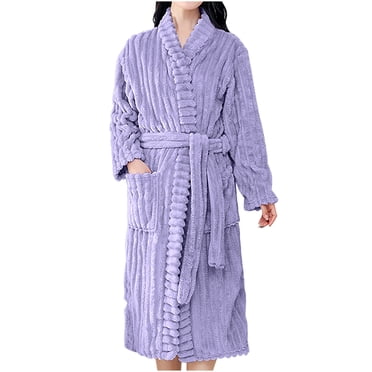Bovxnpu Robes pour Femmes, Robe Longue Douce en Polaire Chaude Col Châle Robe de Spa Vêtements d'Hiver pour la Maison Robe de Nuit