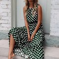 thumbnail image 2 of Robe Maxi 2025 pour Femmes Robe pour Dames Été Col Rond à Pois Imprimée Été Femmes Décontractée Sans Manches Ligne A Plissée Ajustée Robe d'Été pour Femmes Ample Froncée Fluide Décontractée Robes Débardeur, 2 of 5