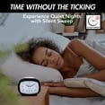 thumbnail image 4 of Aspen Analog Alarm Clock with Snooze & Blue LED Lighted Numbers - No Ticking Sound & Easy-to-Read Desk & Bedside Alarm Clock - Battery Operated, Retro Clock - Rectangle - Grey, 4 of 7