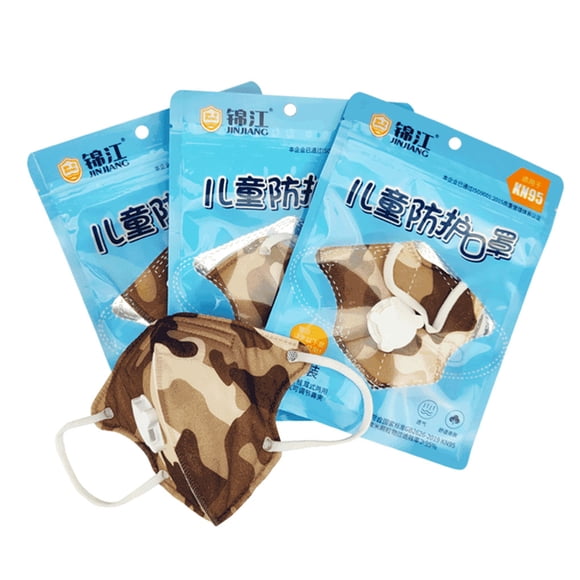 kurtrusly Children Protective Dust Mask Kids Non-woven Fabric Disposable Face Mask with One-way Valve Type 2 Camouflage
