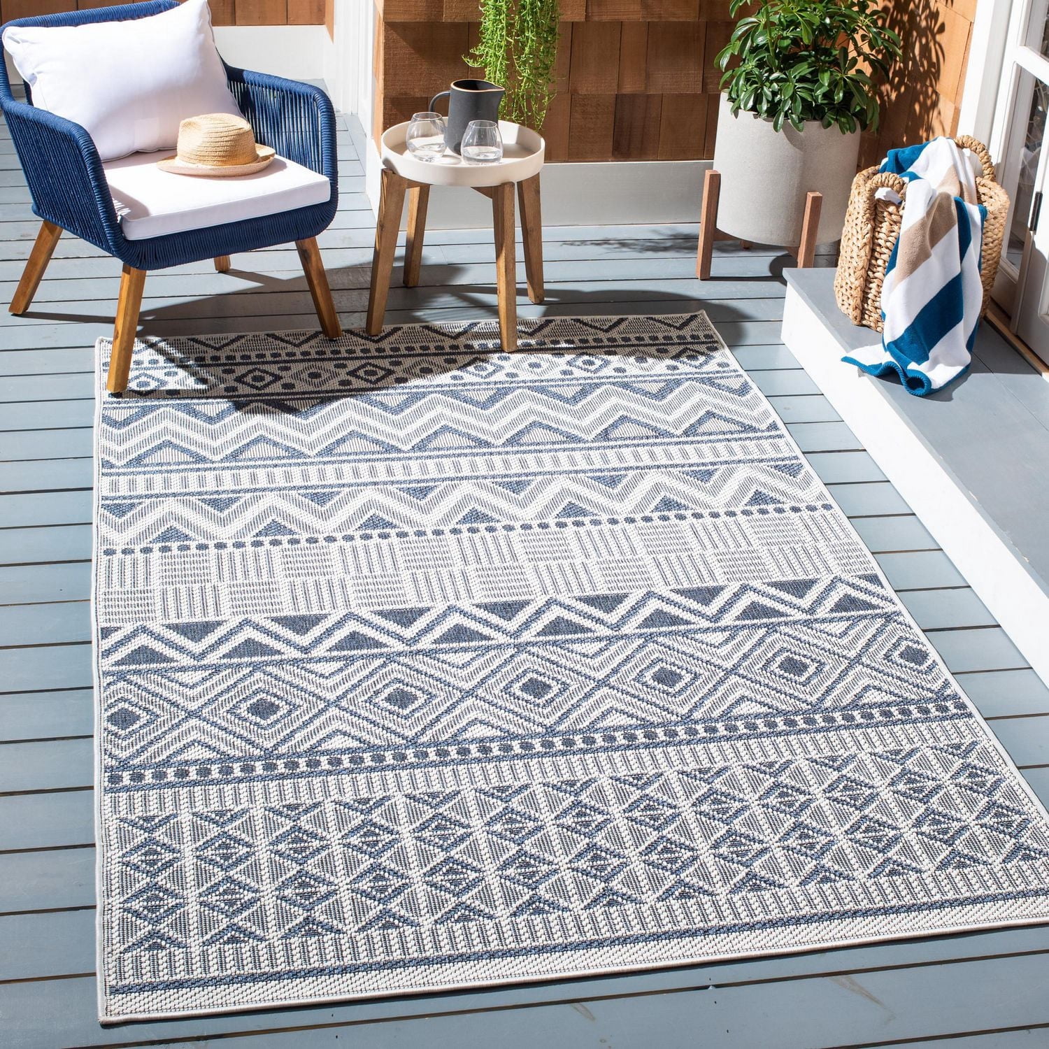 SAFAVIEH Bermuda Jacinth Tapis Intérieur/Extérieur Géométrique Lavable en Machine