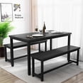 thumbnail image 2 of AWQM 3 Piece Dining Table Set with Benches, Particleboard/Iron, Black, 2 of 9