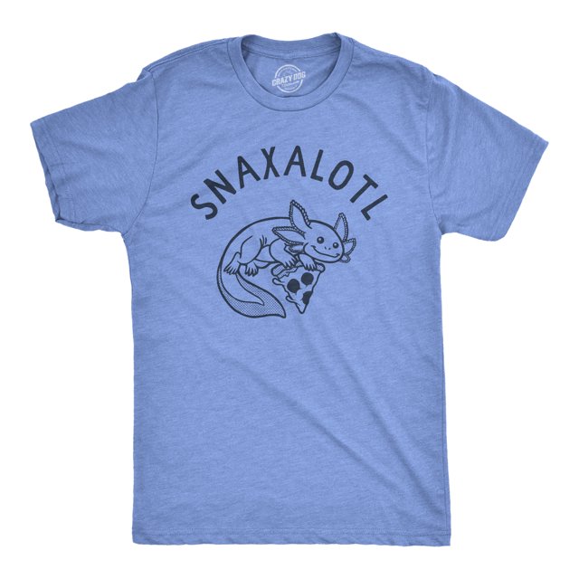 Mens Snaxalotl T Shirt Funny Cute Snacking Axolotl Tee for Guys (Light Heather Blue) - 4XL