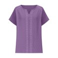 thumbnail image 4 of Liquidation! T-Shirt Grande Taille pour Femmes, Blouse à Manches Courtes d'Été pour Femmes, Blouse en Dentelle à Col Rond Unie pour Femmes, 4 of 5