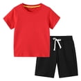 thumbnail image 1 of Cethrio Boys' Shorts Sets, Summer Cotton Drawstring 2-Piece Outfit Sets Red Size 9-10 T, 1 of 5
