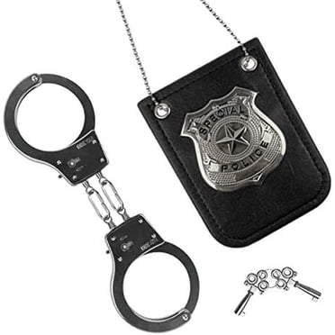 Police Badge and Handcuffs Toys Cop Pretend Role Play Set for Boys Girls Kids Halloween Costumes Accessories Gifts Treats Party Favors Supplies