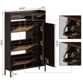 thumbnail image 2 of Yiwa Rattan Shoe Cabinet for Entryway, Hidden Wood Shoe Rack Storage with 3 Flip Drawers, Narrow Freestanding Shoe Organizer Cabinet for Hallway, Easy Assembly, 2 of 8