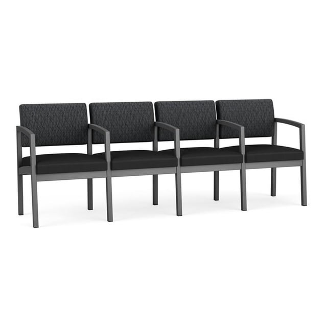 Fauteuil d'Attente de Réception Lenox en Acier à 4 Places / Acier Charbon / Gris Foncé / Noir